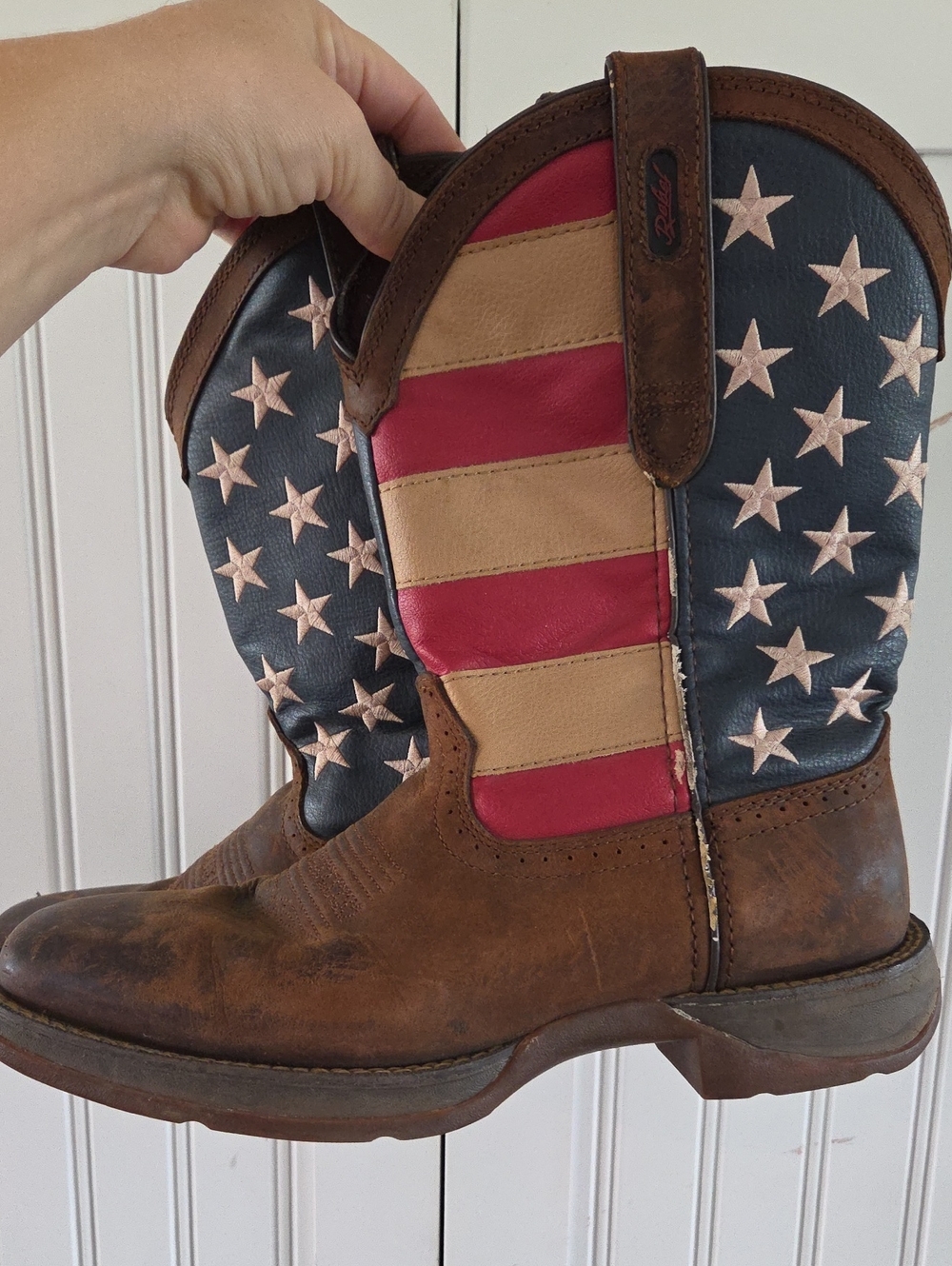 Durango Mens American Flag Western Cowboy Boots - Red, Tan, Blue